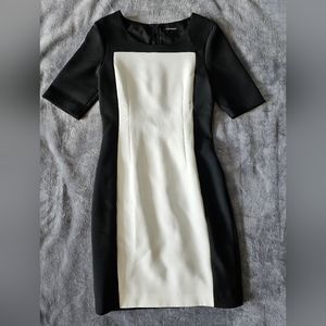 Club Monaco Black & White bodycon dress half sleeve lined size 4